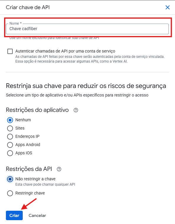 Criar Chave de API 3