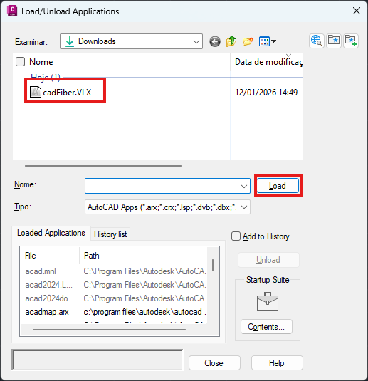 Carregando o plugin no AutoCAD